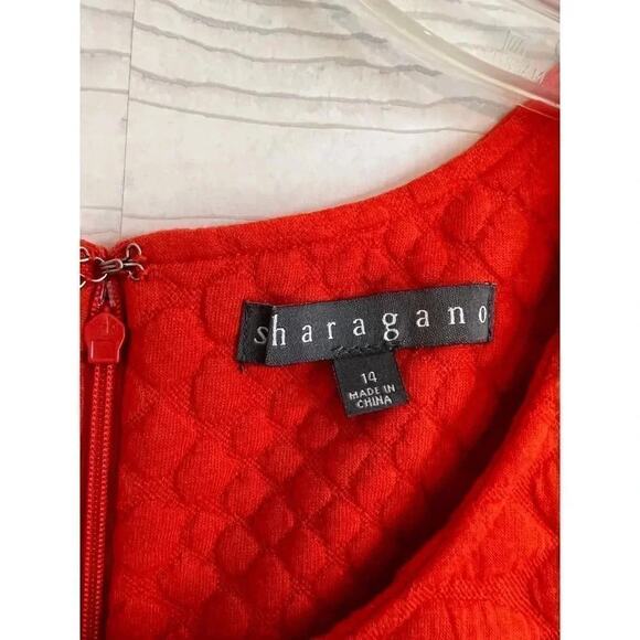 Sharagano orange textured flounce dress Size 14 - Picture 6 of 6
